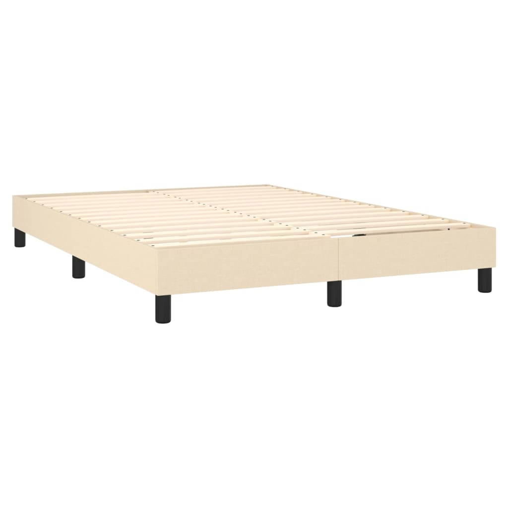 vidaXL atsperu gulta ar matraci, LED, krēmkrāsas audums, 140x190 cm