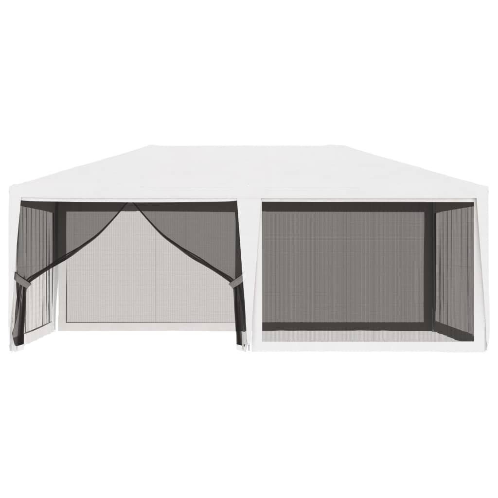 vidaXL svinību telts ar 4 sieta sienām, 4x6 m, balta