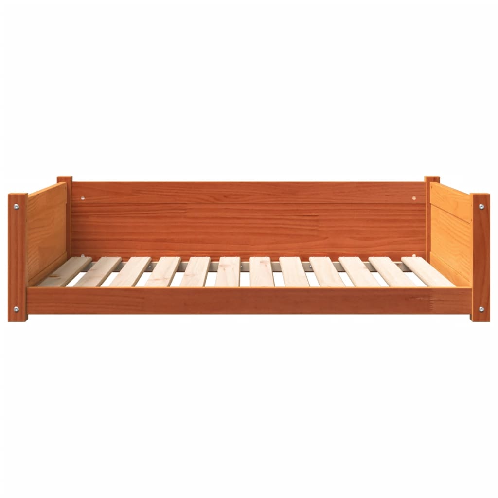 vidaXL suņu gulta, vaska brūna, 105,5x75,5x28 cm, priedes masīvkoks