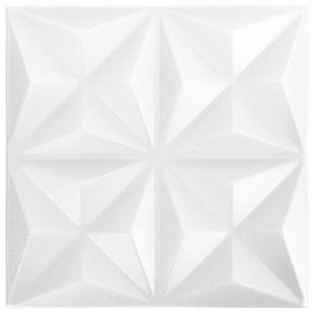 vidaXL 3D sienas paneļi, 24 gab., 50x50 cm, balts origami, 6 m²