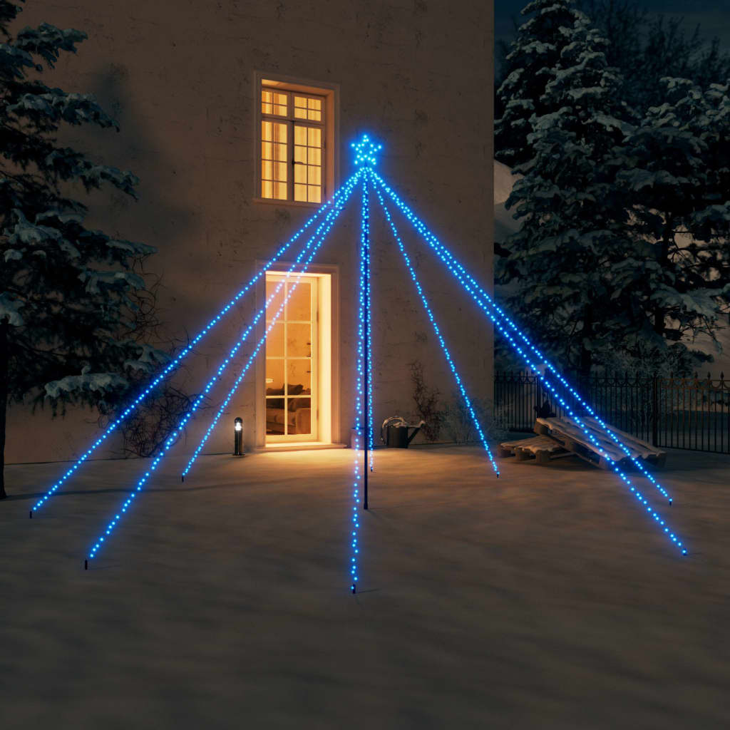 vidaXL Ziemassvētku koka gaismiņas, 576 LED, 3,6 m, zilas