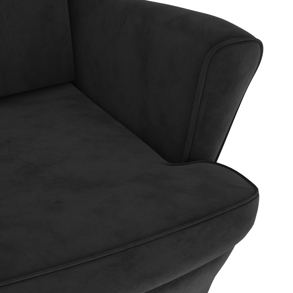 vidaXL atpūtas krēsls ar kāju soliņu, melns samts