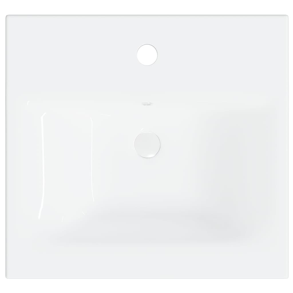 vidaXL skapītis ar iebūvētu izlietni, spīdīgi balts, skaidu plāksne