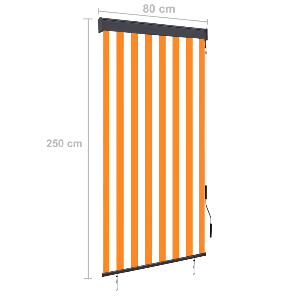 vidaXL āra ruļļu žalūzija, 80x250 cm, balta un oranža
