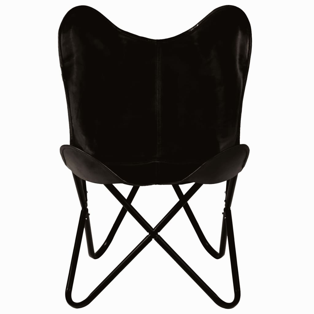 vidaXL tauriņa formas krēsli bērniem, 2 gab., melna dabīgā āda