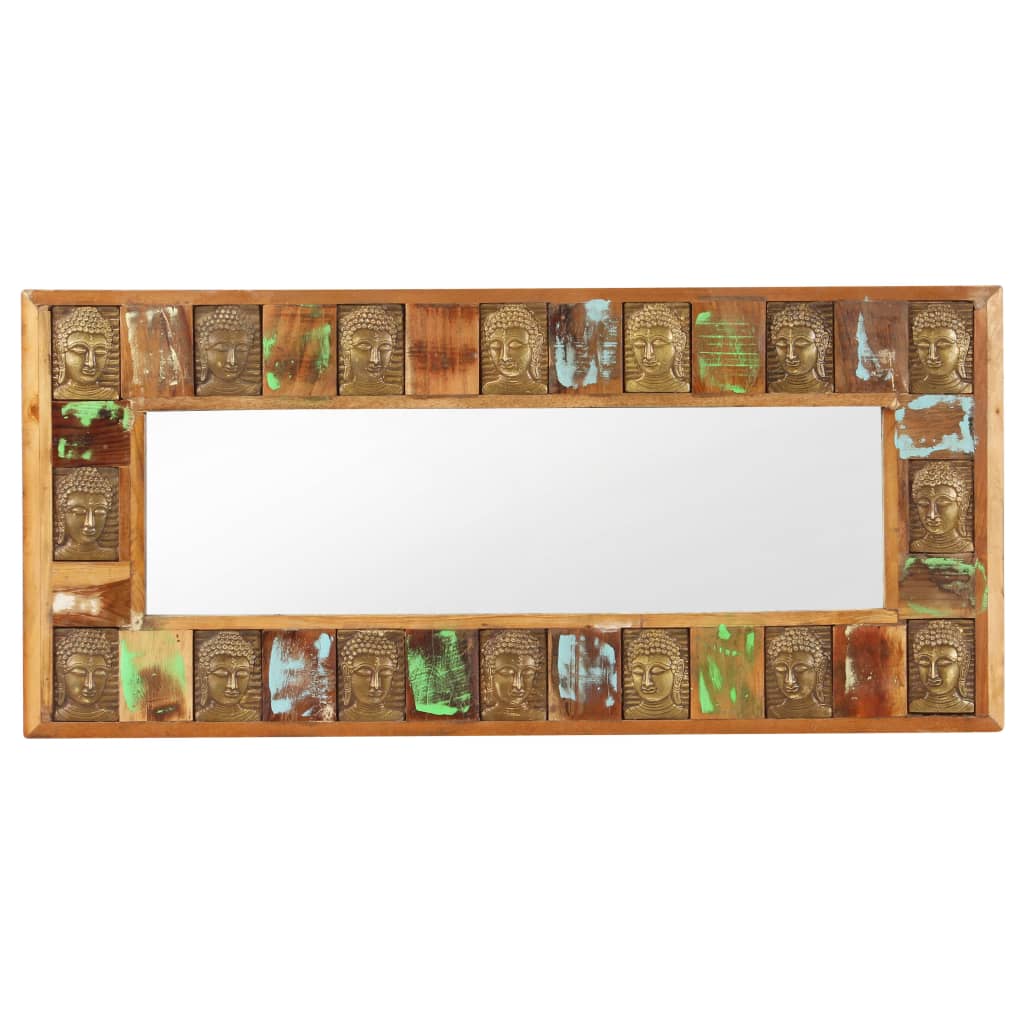 vidaXL spogulis ar Budas dekoriem, 110x50 cm, pārstrādāts masīvkoks