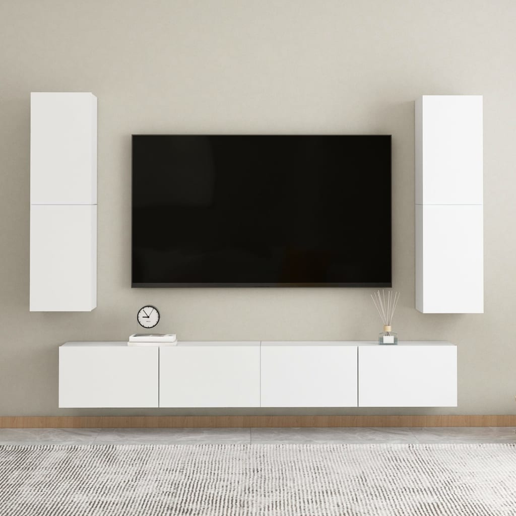 vidaXL TV skapīši, 2 gb., 30,5x30x110 cm, balti, skaidu plāksne