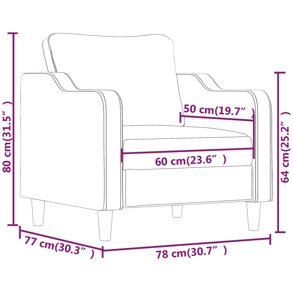 vidaXL atpūtas krēsls, 60 cm, vīnsarkans audums