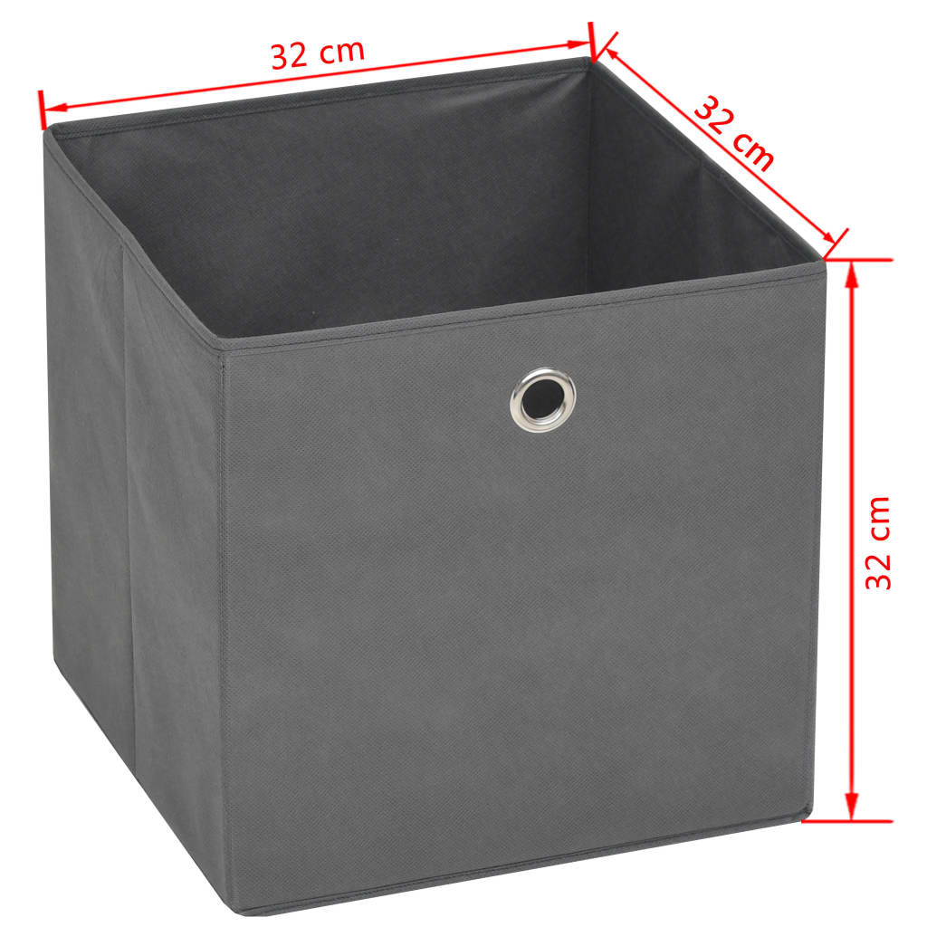 vidaXL uzglabāšanas kastes, 10 gb., 32x32x32 cm, pelēks neausts audums