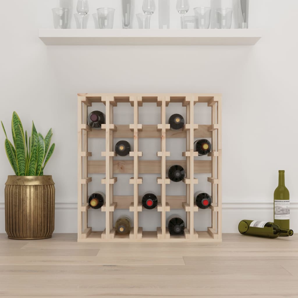 vidaXL vīna pudeļu plaukts, 58,5x33x60,5 cm, priedes masīvkoks