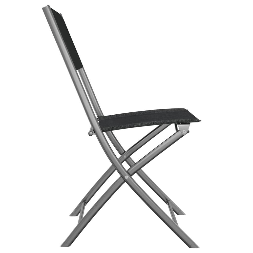 vidaXL saliekami dārza krēsli, 2 gab., melns tērauds un tekstilēns