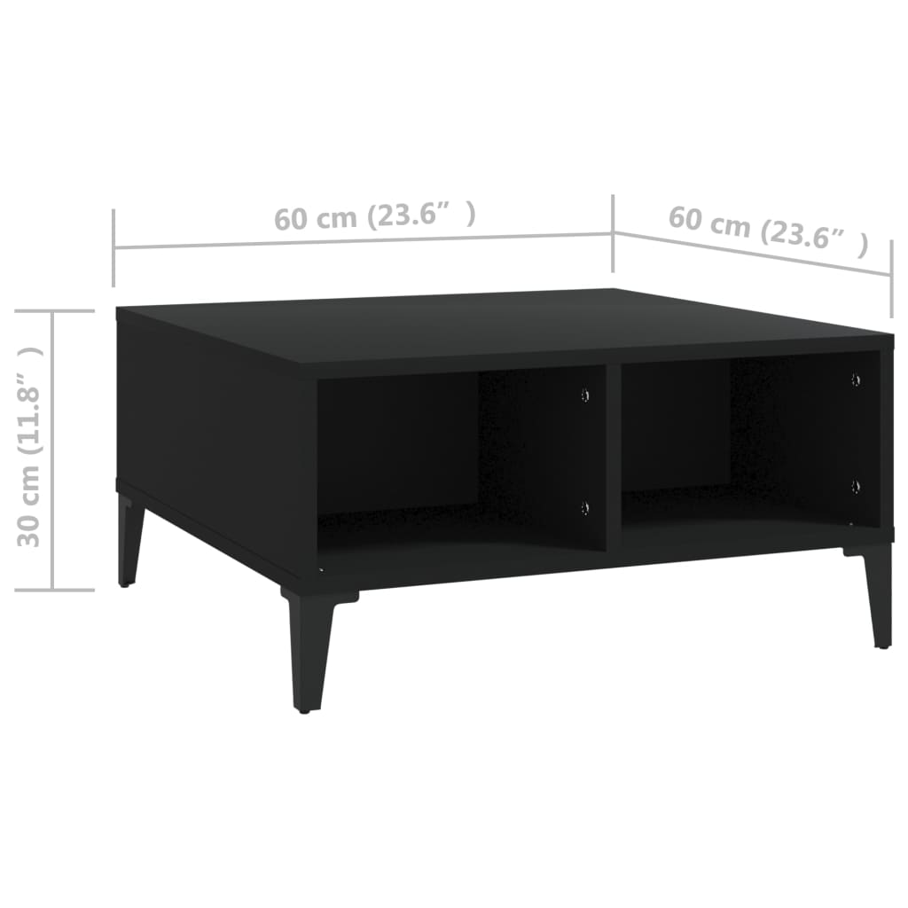 vidaXL kafijas galdiņš, melns, 60x60x30 cm, skaidu plāksne
