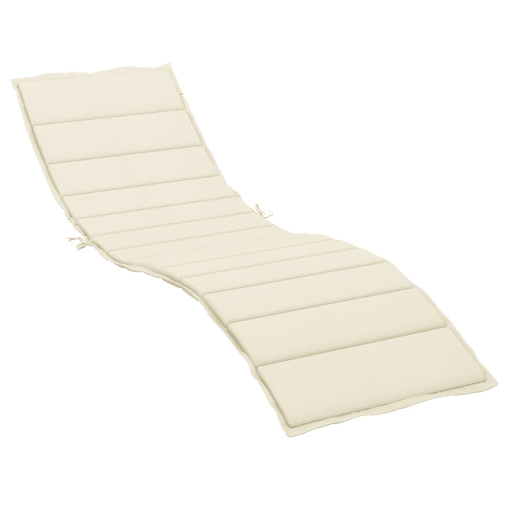 vidaXL sauļošanās krēsla matracis, 200x70x3 cm, audums, krēmkrāsas