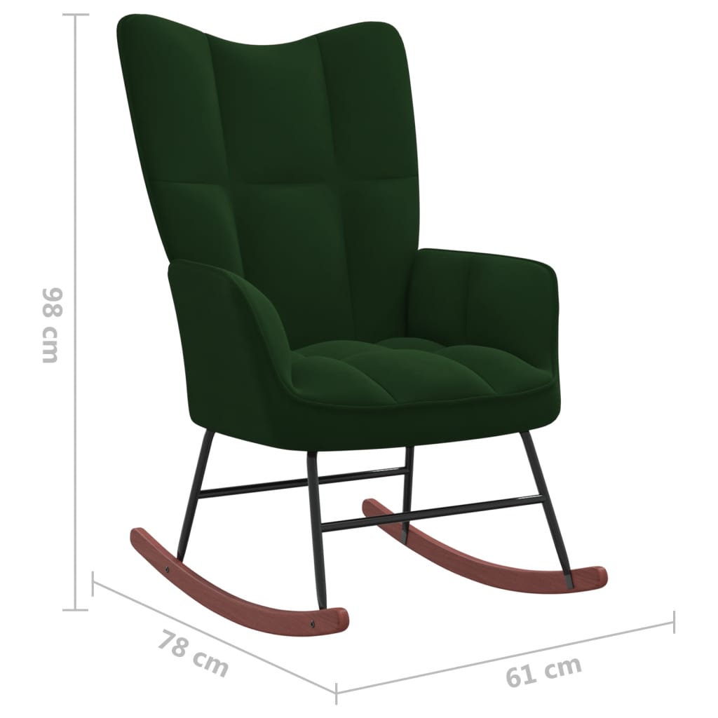 vidaXL šūpuļkrēsls, tumši zaļš samts