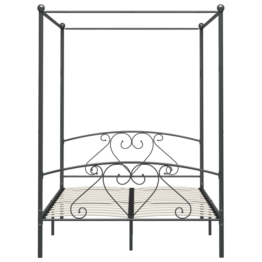 vidaXL gultas rāmis ar nojumi, pelēks, metāls, 160x200 cm