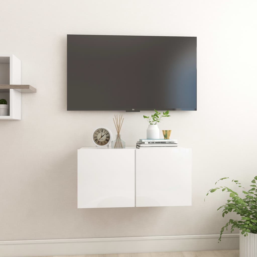vidaXL piekarams TV skapītis, spīdīgi balts, 60x30x30 cm