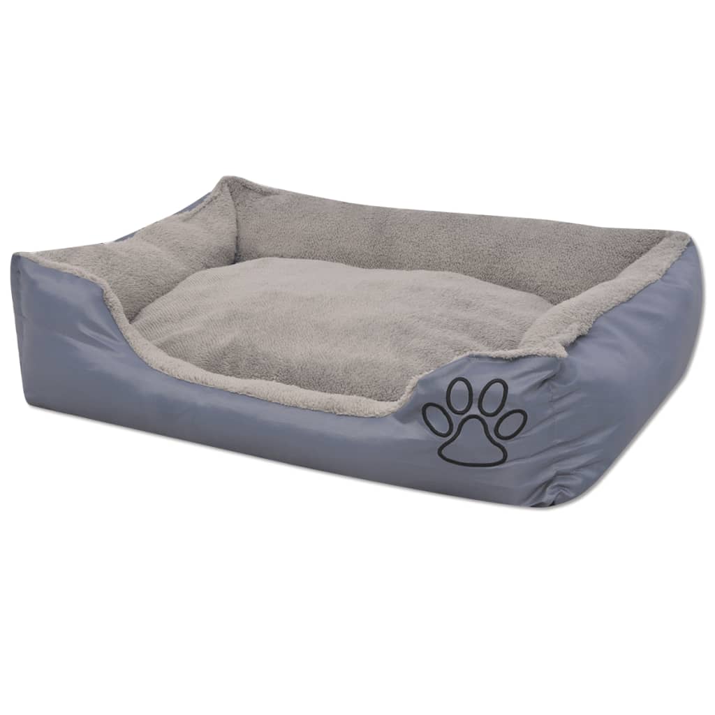 vidaXL suņu gulta ar polsterētu spilvenu, XL izmērs, pelēka