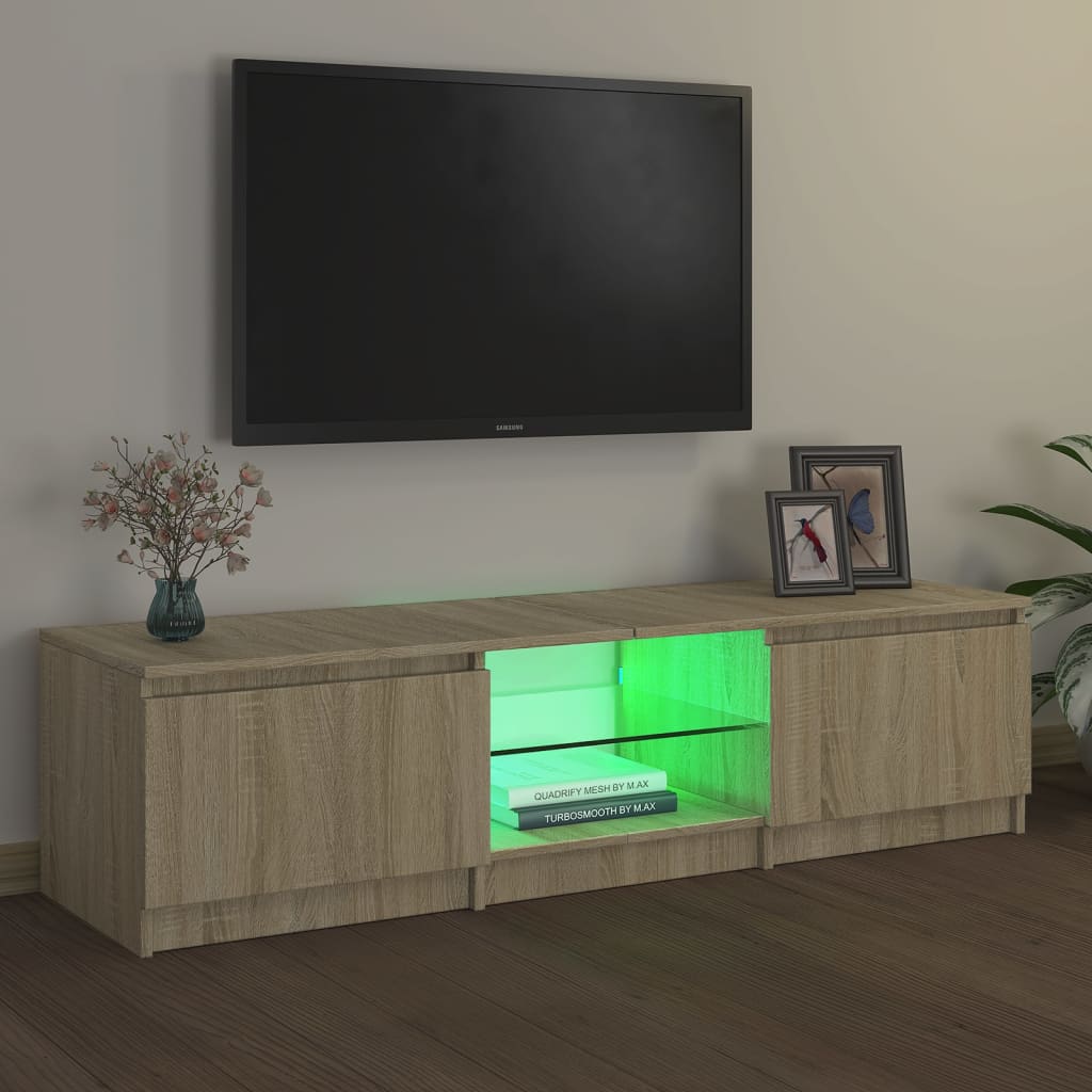 vidaXL TV skapītis ar LED lampiņām, ozolkoka krāsa, 140x40x35,5 cm