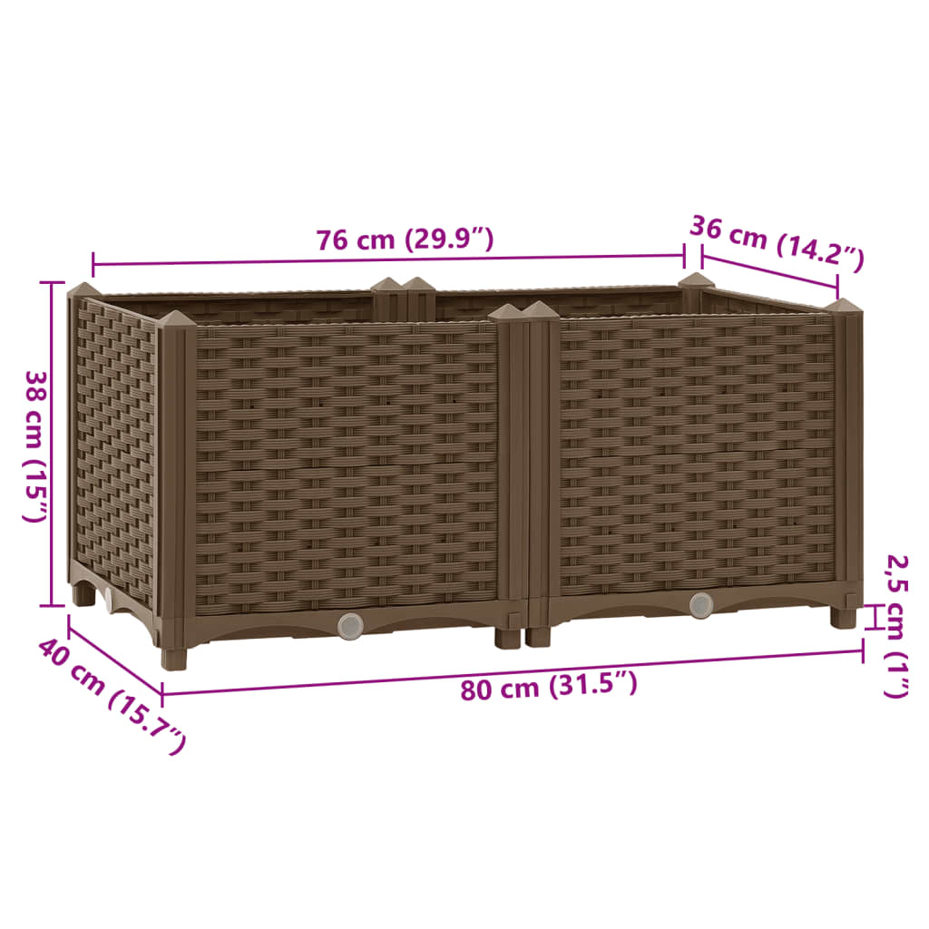 vidaXL puķu kaste, 80x40x38 cm, polipropilēns