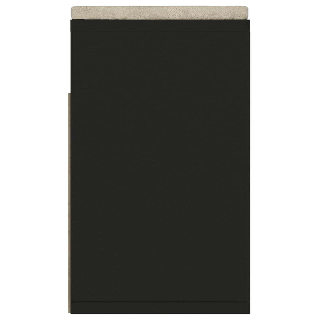 vidaXL apavu plaukts ar matraci, melns, 104x30x49 cm, skaidu plāksne