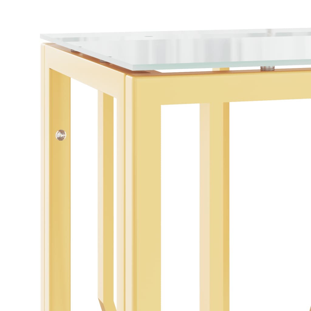 vidaXL konsoles galdiņš, 70x30x70 cm, nerūsējošs tērauds un stikls