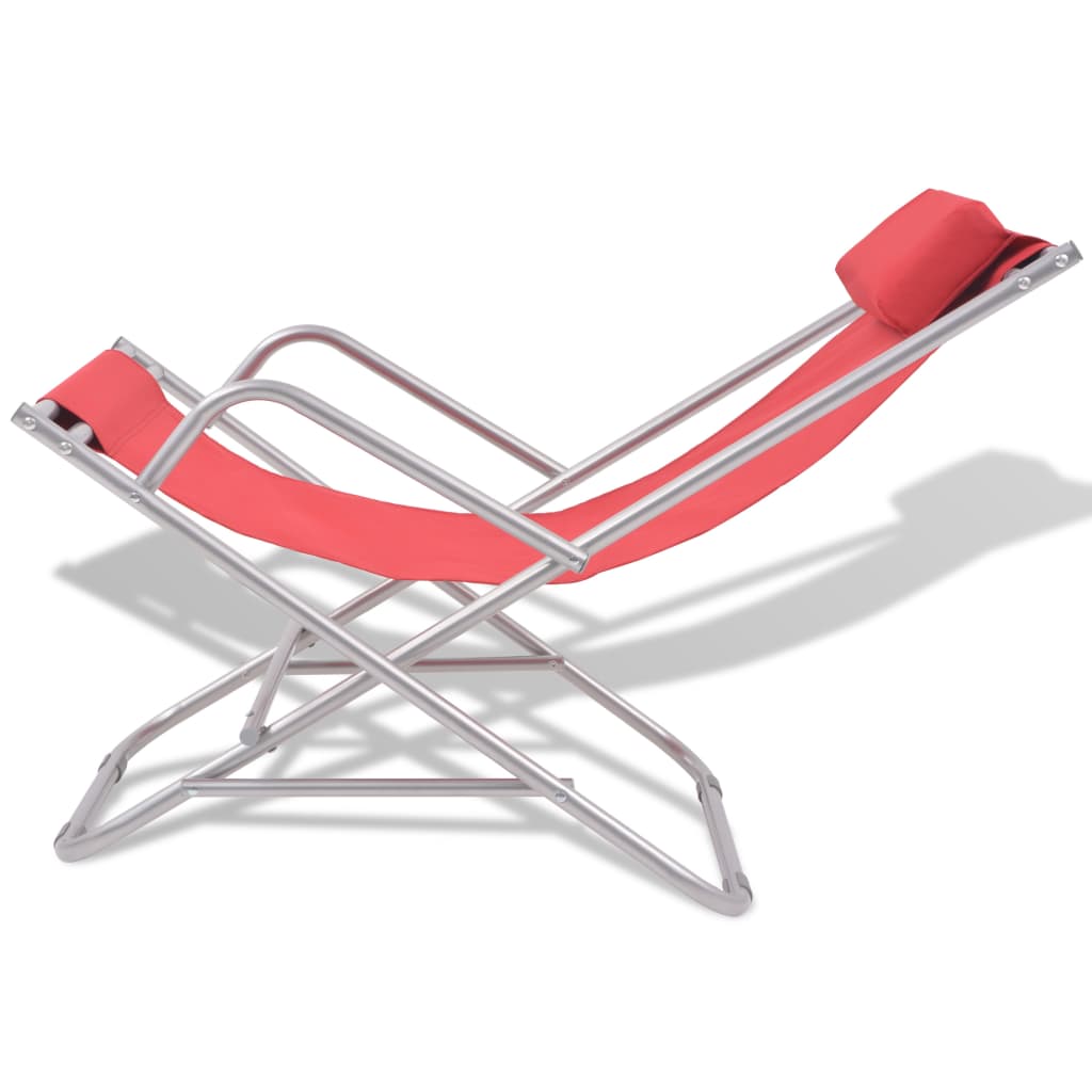 vidaXL atgāžami pludmales krēsli, 2 gab., tērauds, sarkani