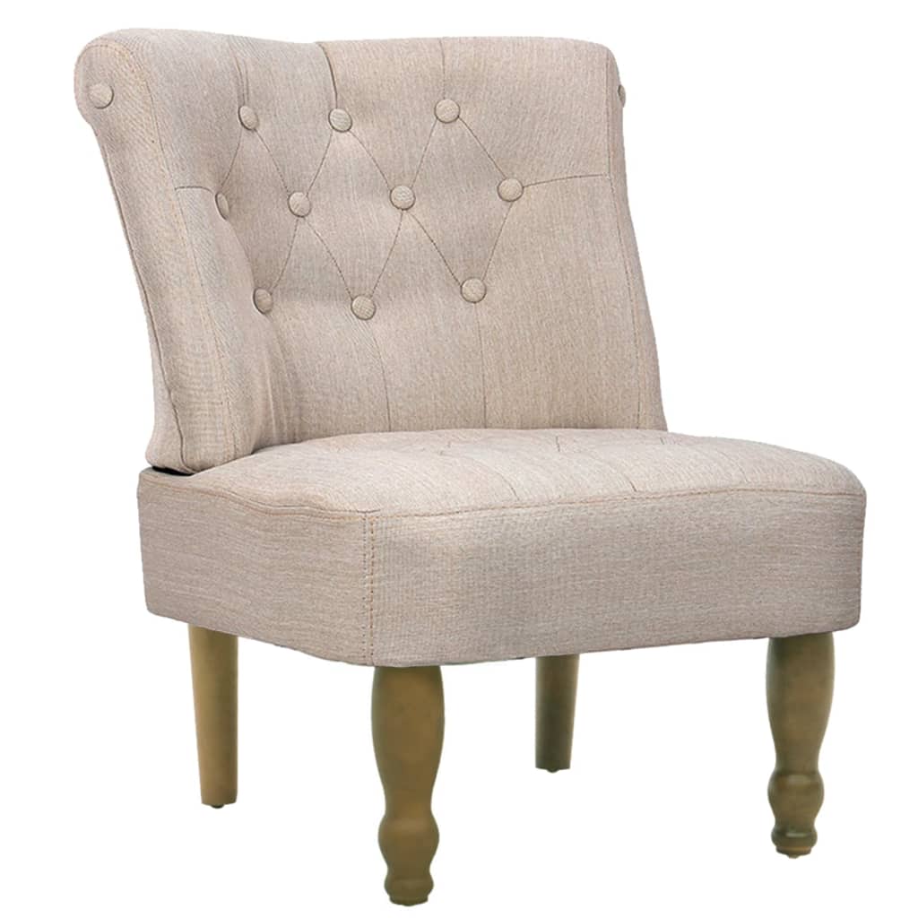 vidaXL atpūtas krēsls, franču stils, krēmkrāsas audums