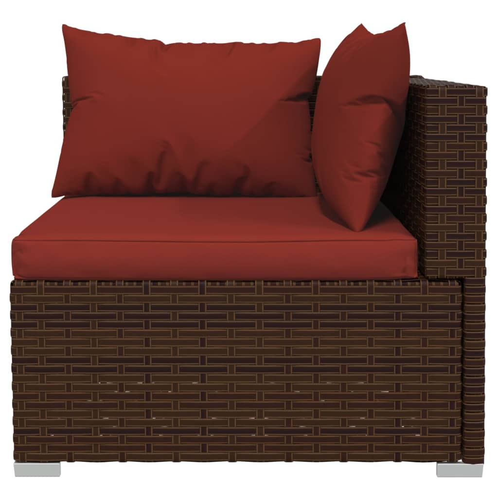 vidaXL divvietīgs dīvāns ar matračiem, brūna PE rotangpalma