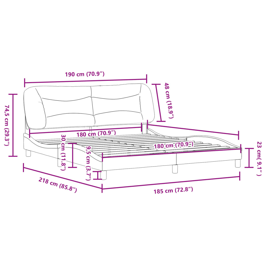 vidaXL gultas rāmis ar galvgali, tumši brūns, 180x200 cm, audums