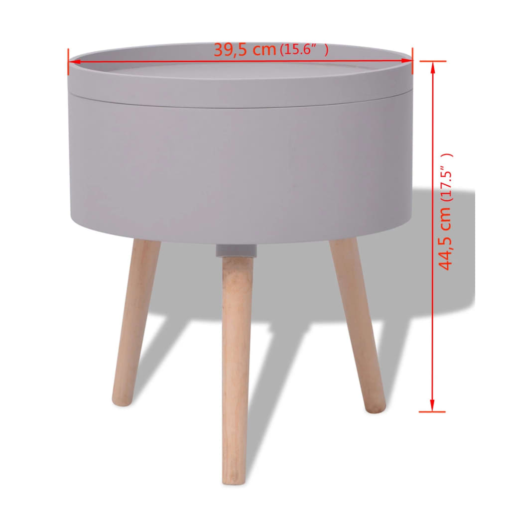 vidaXL apaļš galdiņš ar paplāti, 39,5x44,5 cm, pelēks
