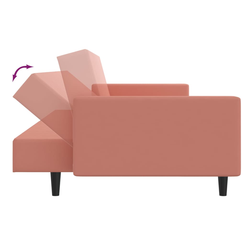 vidaXL 2-vietīga dīvāngulta, rozā samts