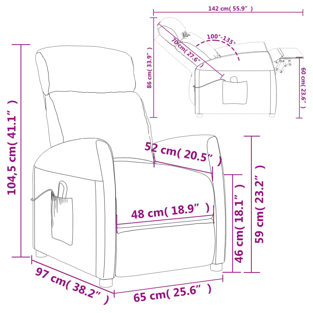 vidaXL masāžas krēsls, kapučīno krāsas mākslīgā āda