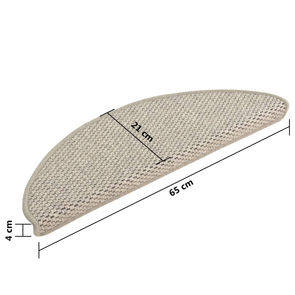 vidaXL kāpņu paklāji, 15 gab., pašlīmējoši, 65x21x4 cm, pelēkbrūni