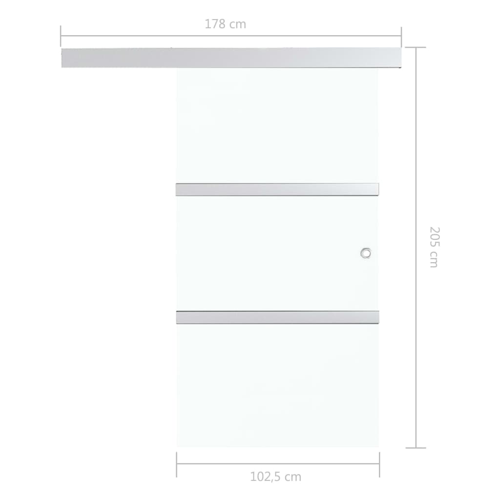 vidaXL bīdāmās durvis, ESG stikls, 102,5x205 cm, sudraba krāsā