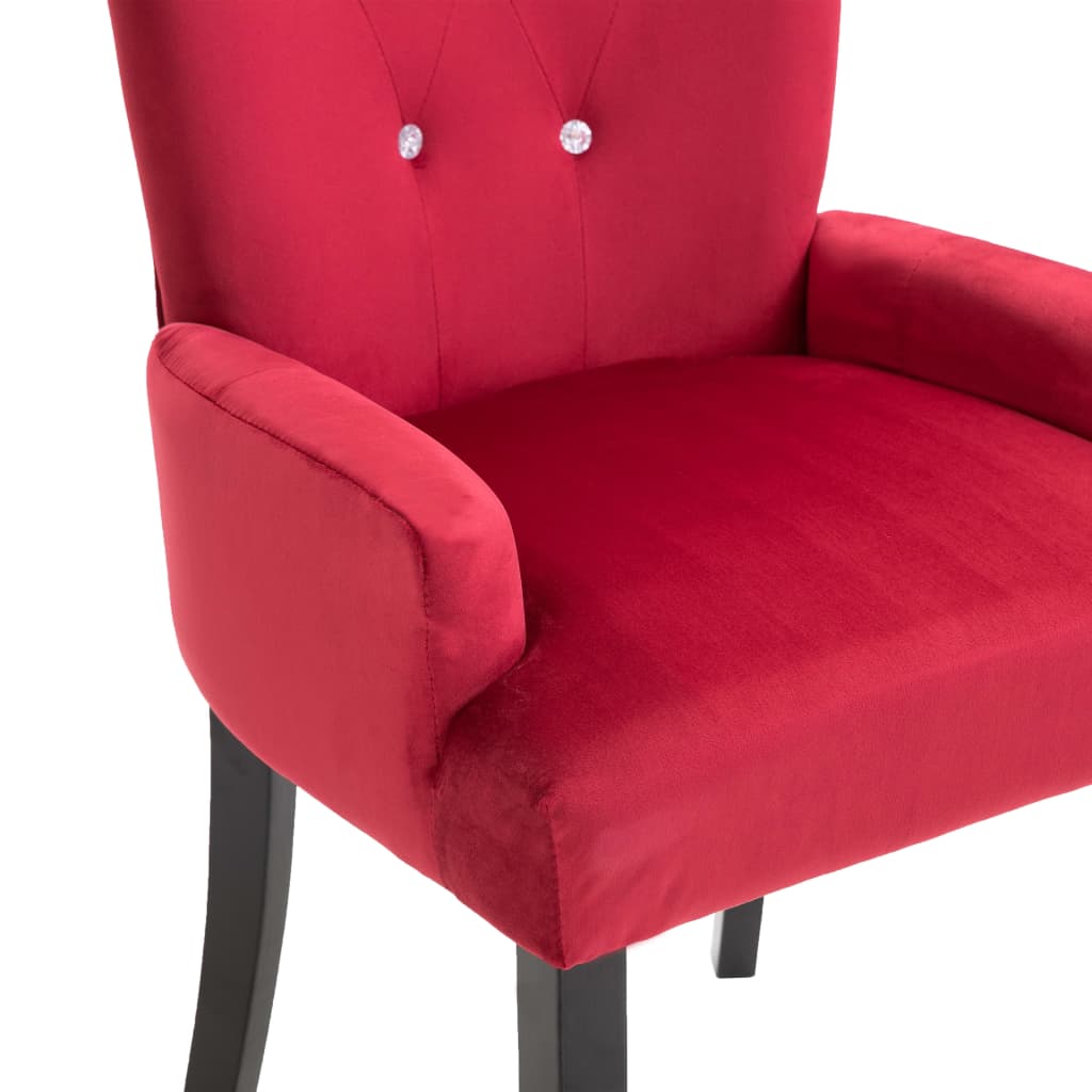 vidaXL virtuves krēsli ar roku balstiem, 2 gab., sarkans samts