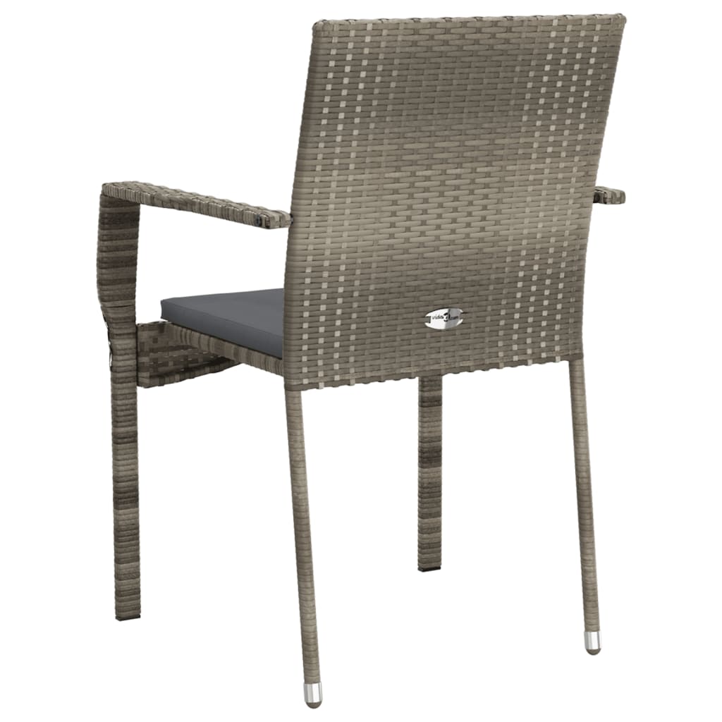 vidaXL dārza krēsli ar matračiem, 2 gab., pelēka PE rotangpalma