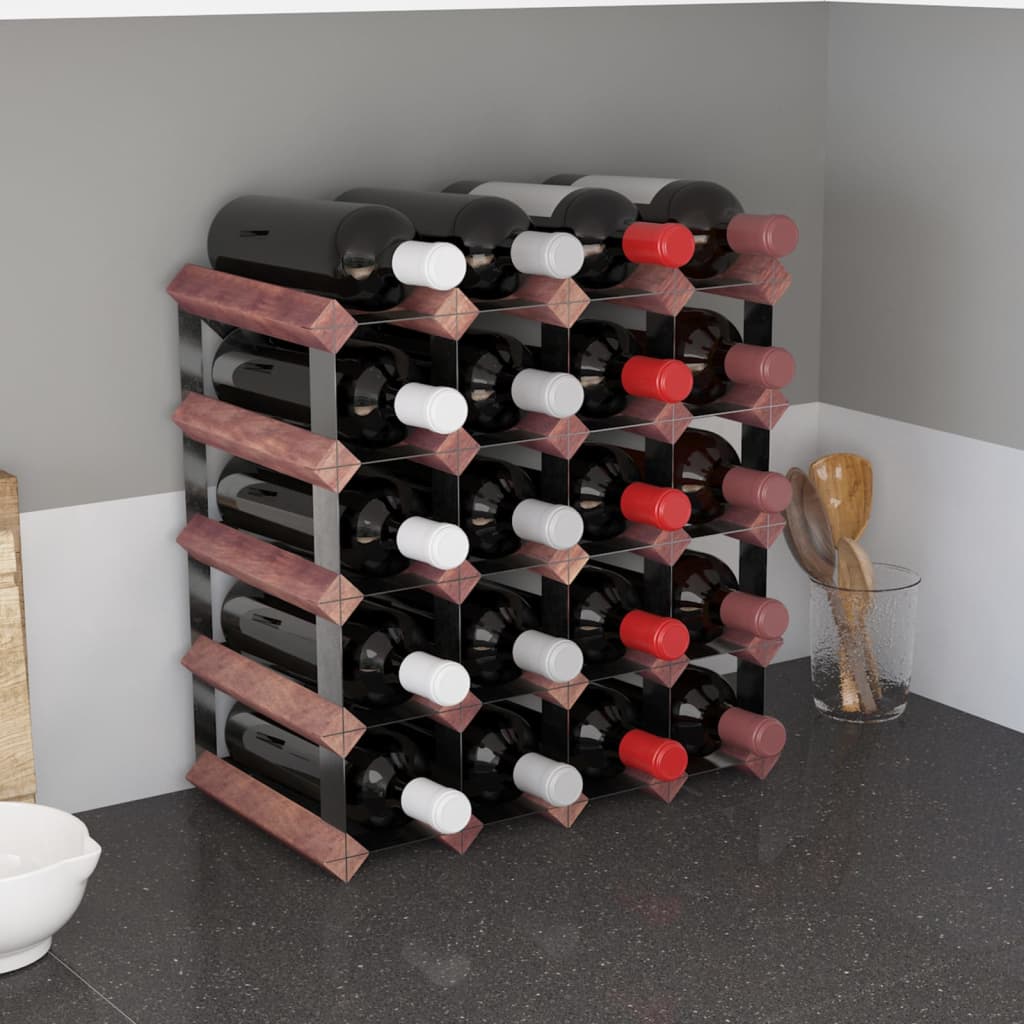vidaXL vīna pudeļu plaukts 20 pudelēm, brūns priedes masīvkoks