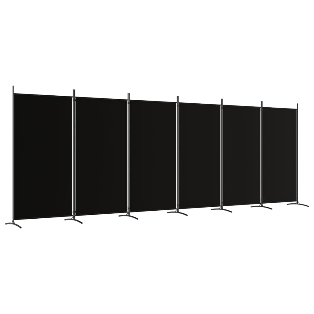 vidaXL 6-paneļu istabas aizslietnis, 520x180 cm, melns audums