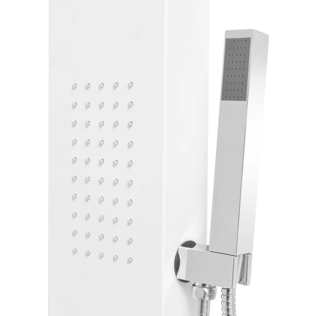 vidaXL dušas sistēma ar paneli, balts, matēts alumīnijs