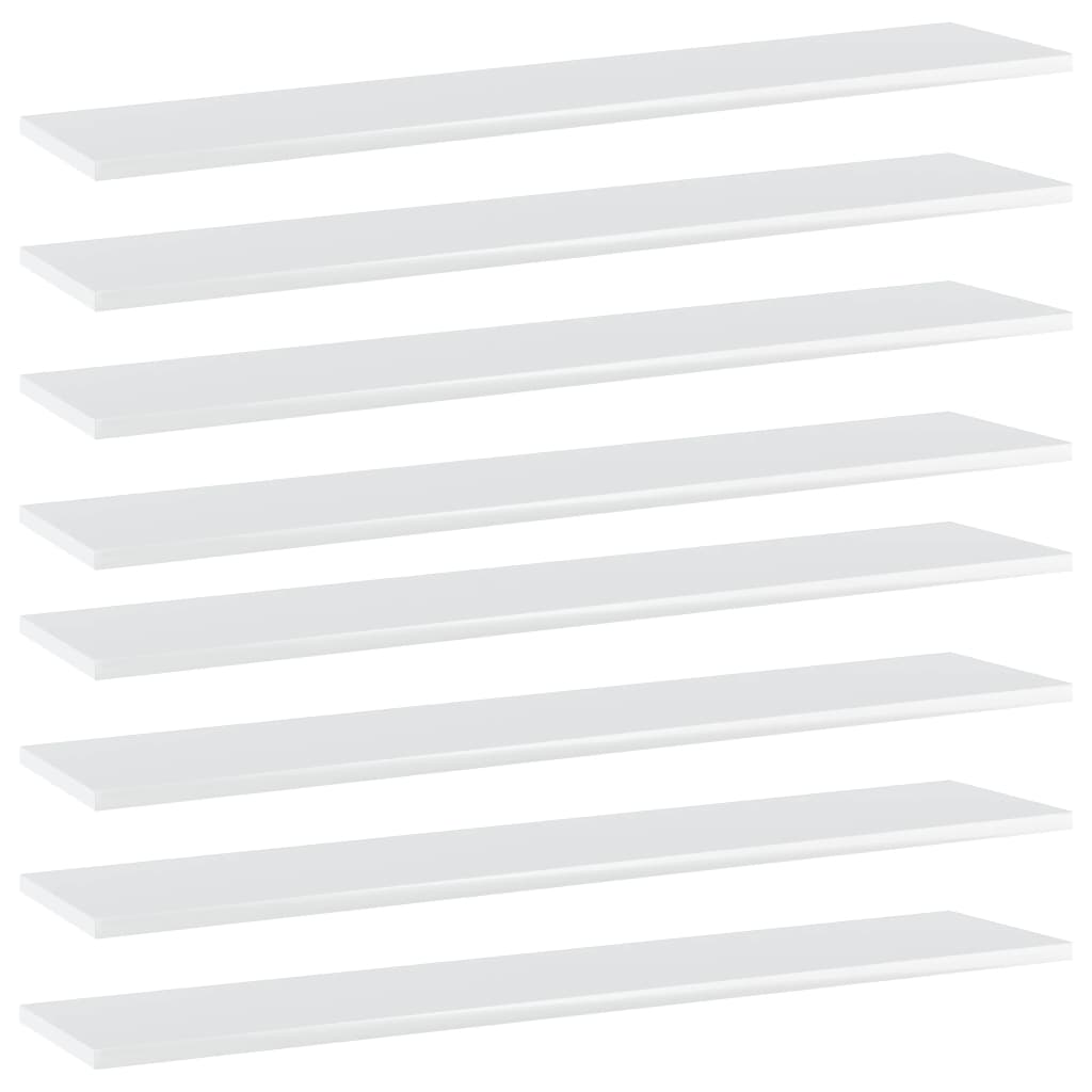 vidaXL plauktu dēļi, 8 gab., balti, 100x20x1,5 cm, skaidu plāksne