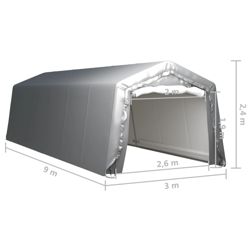 vidaXL uzglabāšanas telts, 300x900 cm, tērauds, pelēks