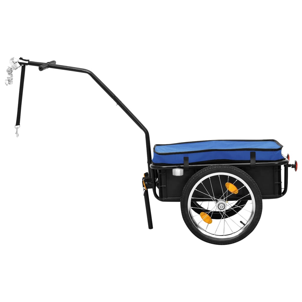 vidaXL velosipēda piekabe, 155x61x83 cm, zils tērauds