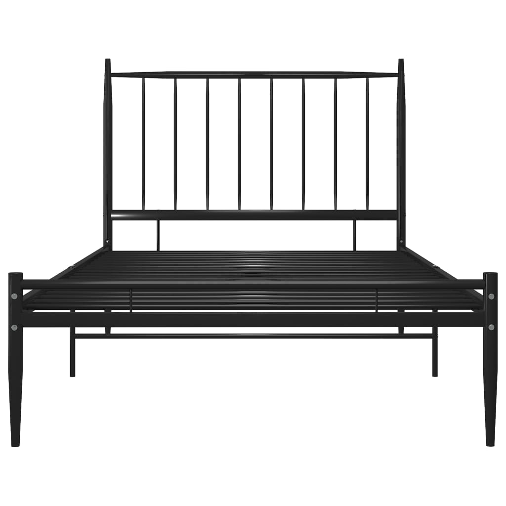 vidaXL gultas rāmis, melns metāls, 90x200 cm