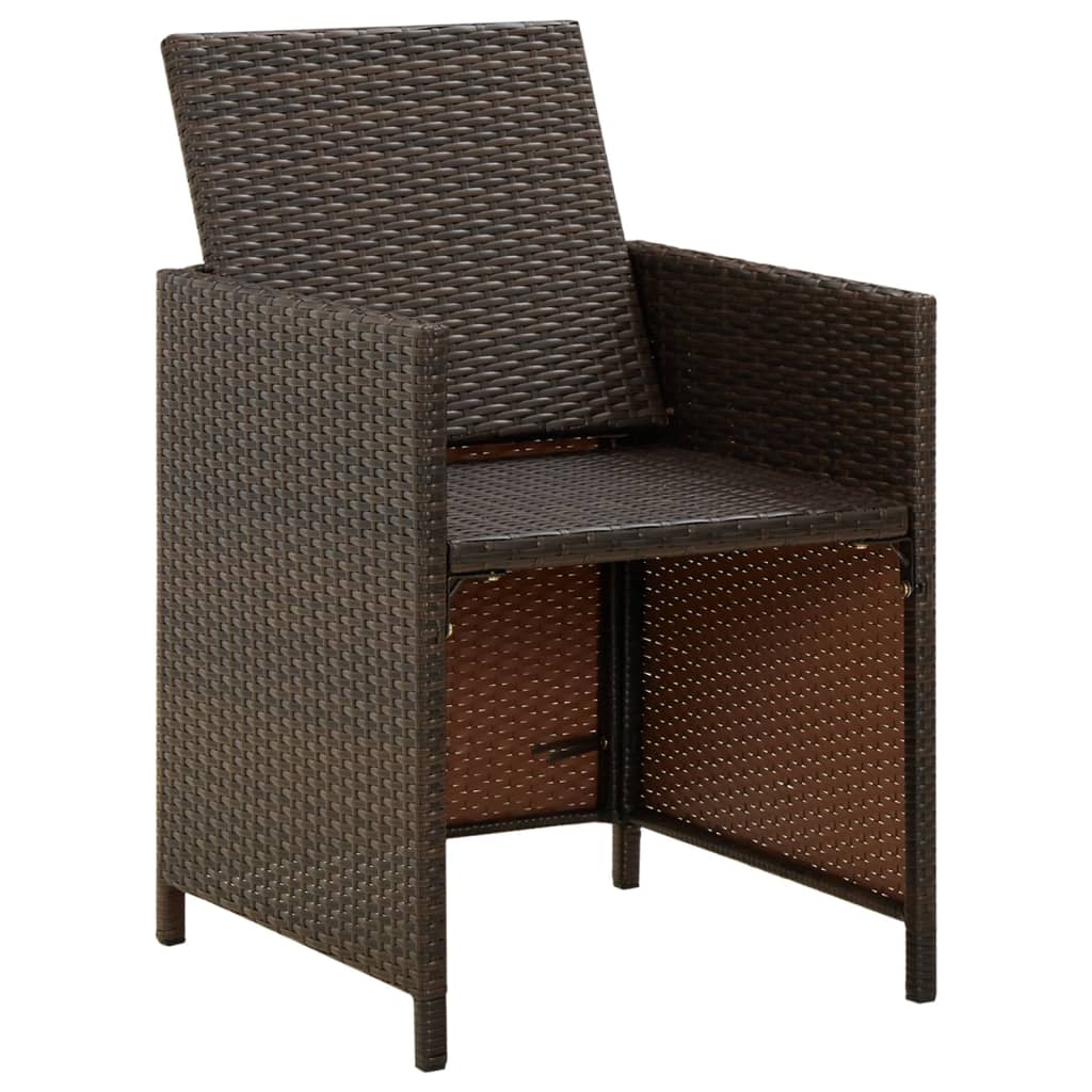 vidaXL dārza krēsli, 4 gab., ar matračiem, PE rotangpalma, brūni