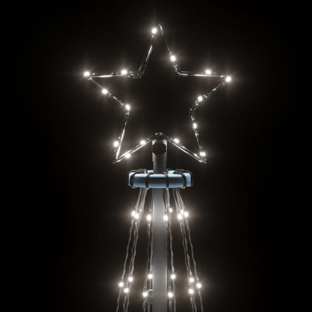 vidaXL Ziemassvētku egle ar pīķi, 108 vēsi baltas LED, 180 cm