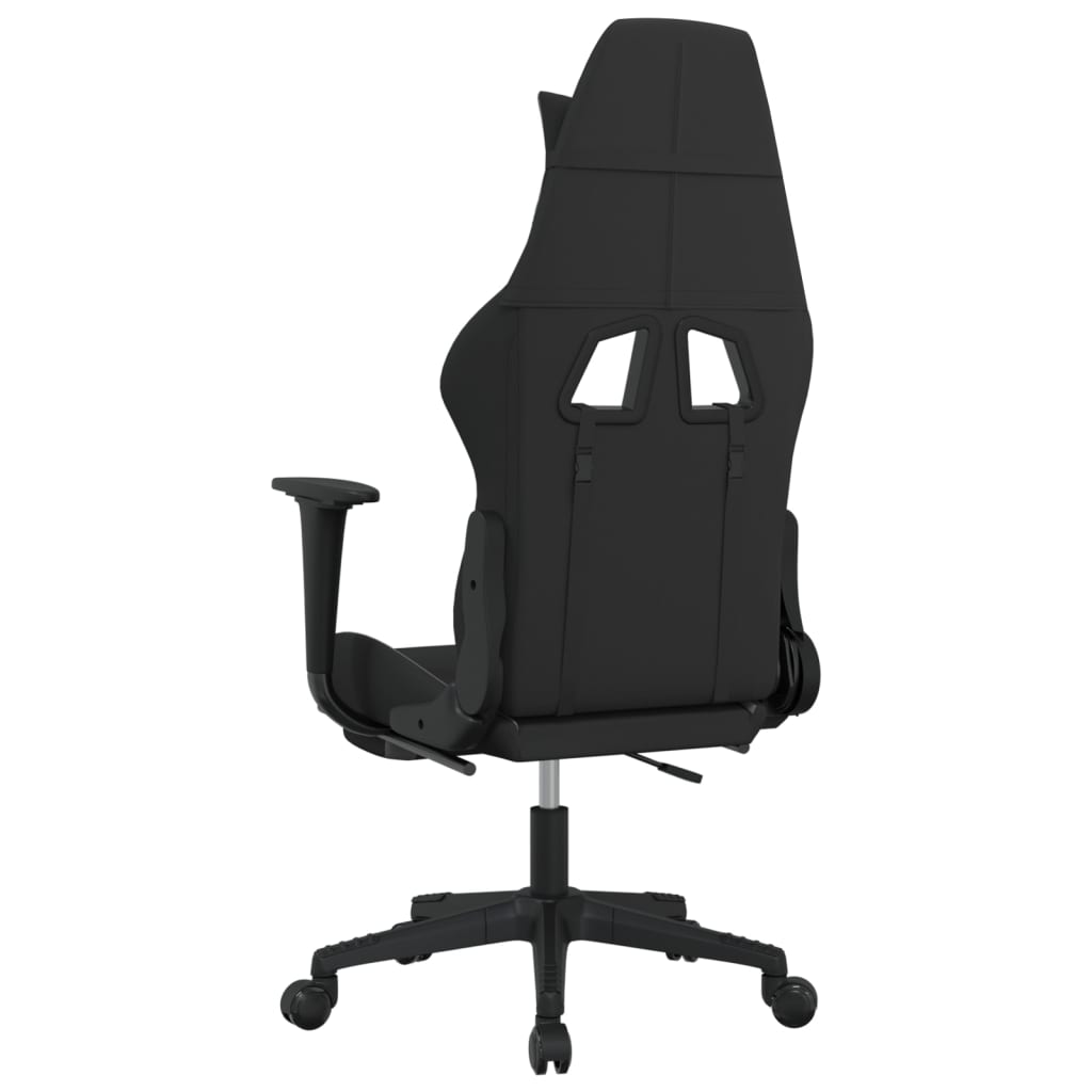vidaXL masāžas datorkrēsls ar kāju balstu, melns, gaiši pelēks audums