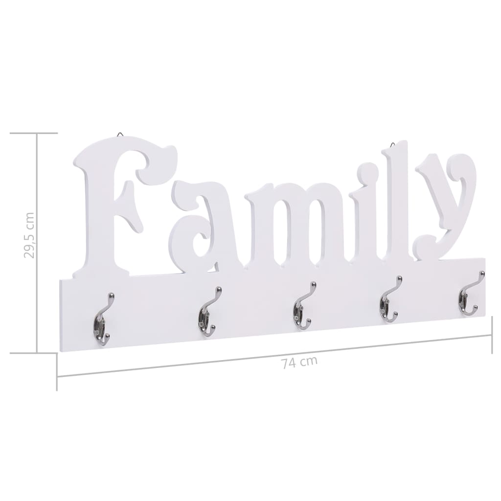 vidaXL sienas drēbju pakaramais FAMILY, 74x29,5 cm