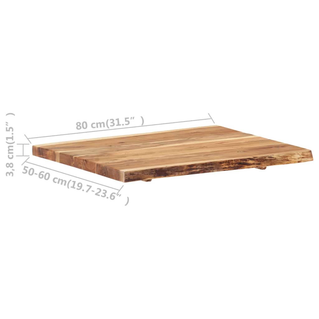 vidaXL galda virsma, akācijas masīvkoks, 80x(50-60)x3,8 cm