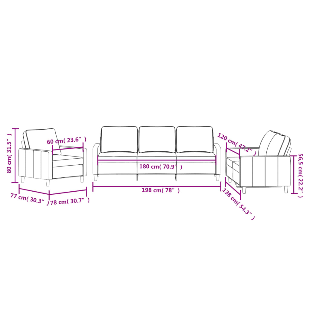 vidaXL trīsdaļīgs dīvānu komplekts ar spilveniem, brūns samts