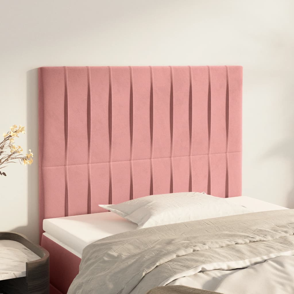 vidaXL gultas galvgaļi, 2 gab., 100x5x78/88 cm, rozā samts